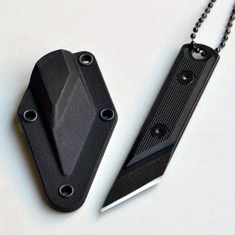 Mini Portable Straight Knife Key Necklace Pendant Cutter Mini Utility Knife Qst black
