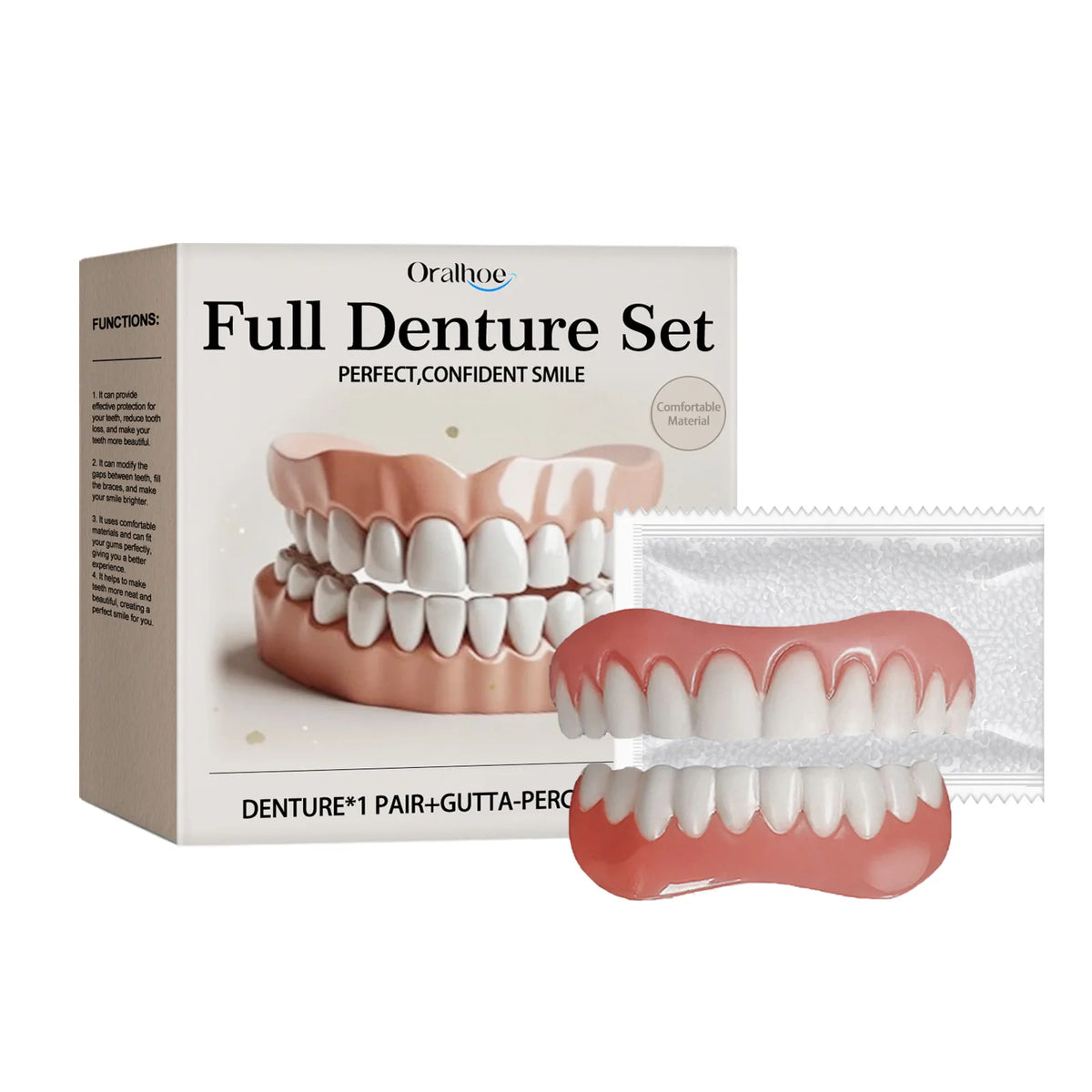 Oralhoe Adjustable Dental Veneer Kit – Upper & Lower Denture Set Dental Veneer Kit Qst 1set boxed