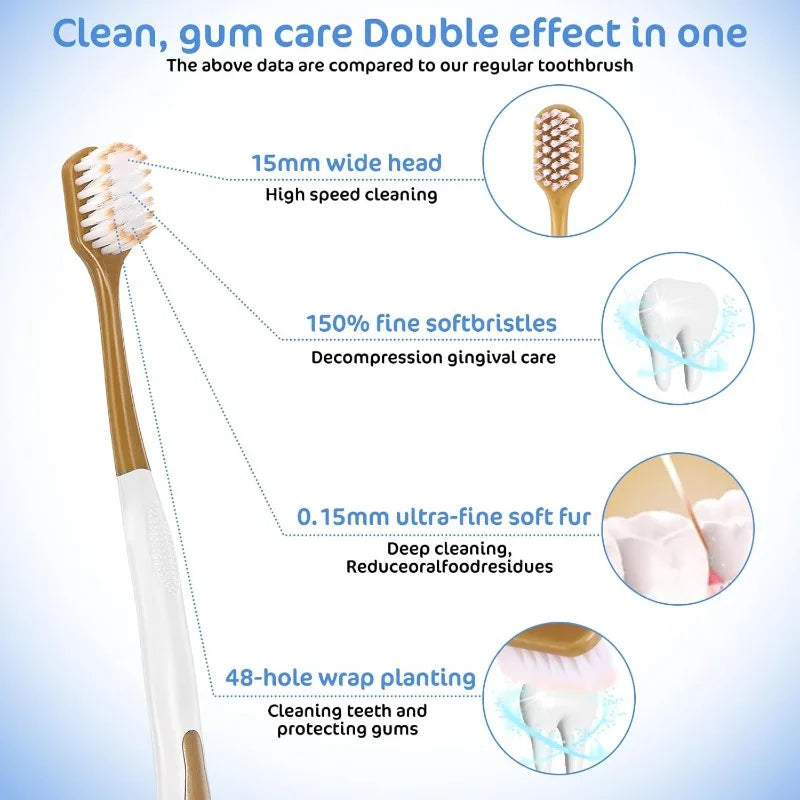 6-Pack Soft Bristle Wide Head Manual Toothbrushes for Adults Manual Toothbrush Set Qme