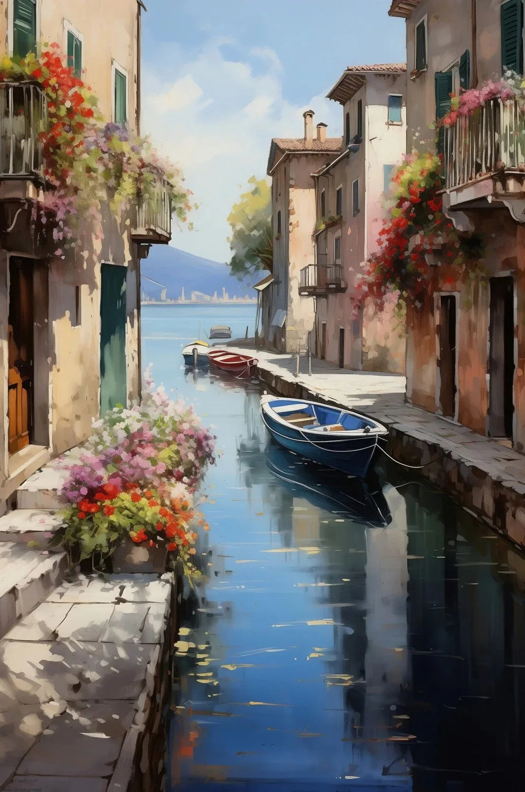 Modern Lake Scene Watercolor Canvas Print | Wall Art Decor Canvas Wall Art Qst 5 30x40cm Unframed