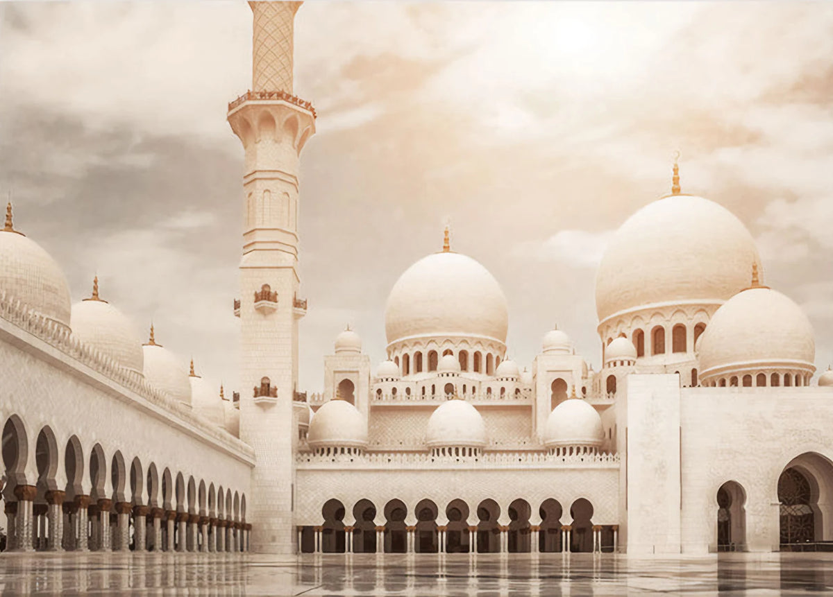 Morocco Mosque Canvas Wall Art – Beige Minimalist Poster Canvas Wall Art Qst 6 40x60cm Unframed
