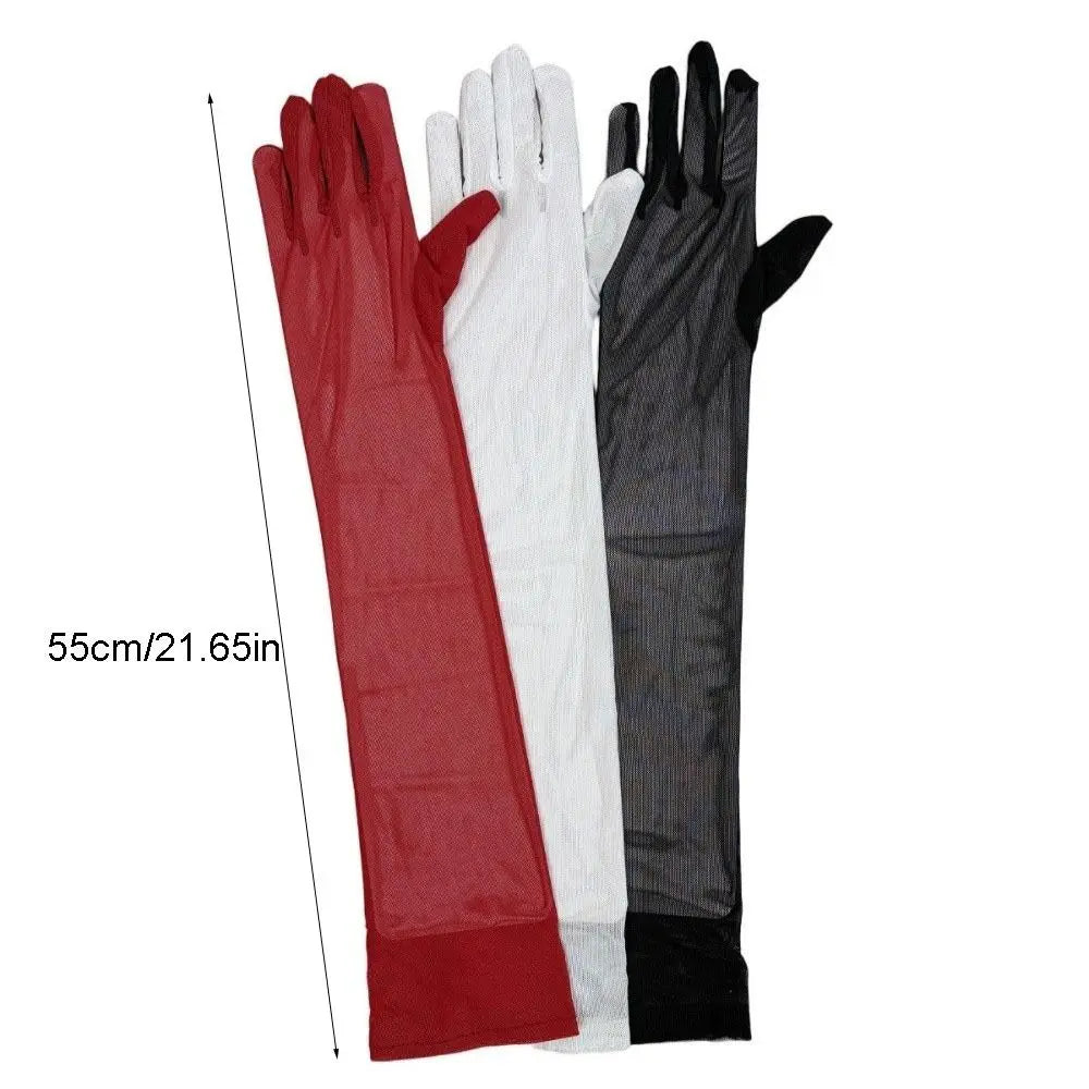 Ultra-Thin Sheer Tulle Elbow Gloves – Sun Protection | Qme Sheer Elbow Gloves Qme