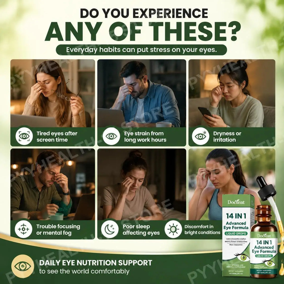 Docteat 14-in-1 Eye Wellness Drops – Lutein, Zeaxanthin & Omega-3 Eye Wellness Supplement Qst