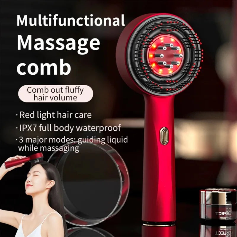 Qme Electric Vibration Scalp Massager Comb with Red Light Scalp Massager Comb Qme