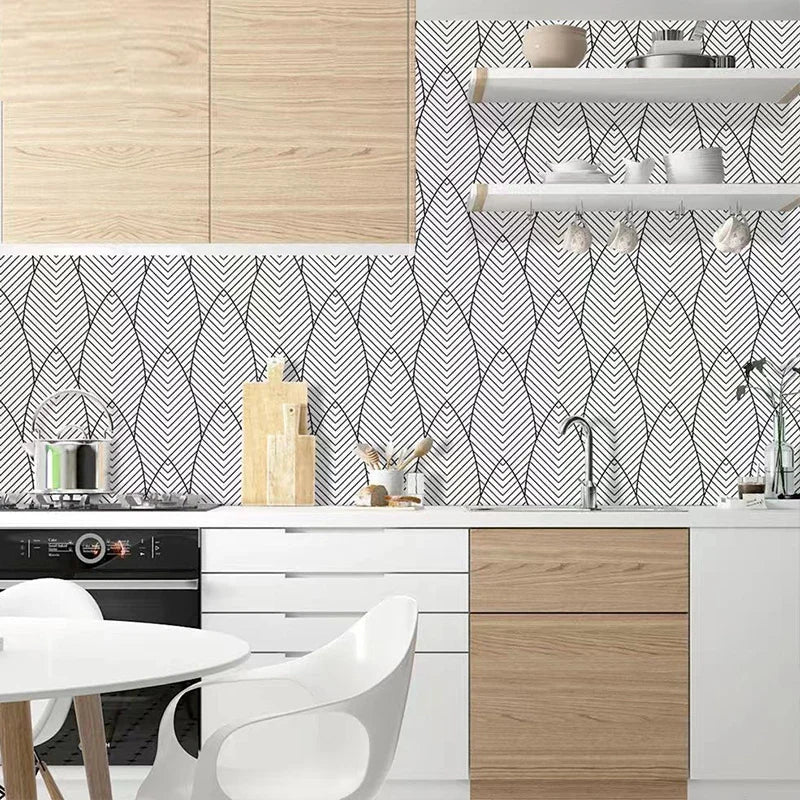Black & White Geometric Peel & Stick Wall Contact Paper Peel & Stick Wallpaper Qme