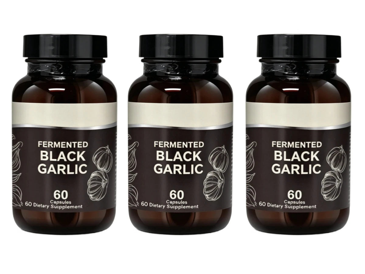 Fermented Black Garlic Capsules – Antioxidant & Wellness 60ct Herbal Supplement Capsules Qst 180 Count(Pack of 3)