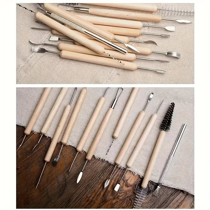 11-Piece Clay Tool Set – Polymer & Cold Porcelain Molding Kit Clay Sculpting Tools Qme
