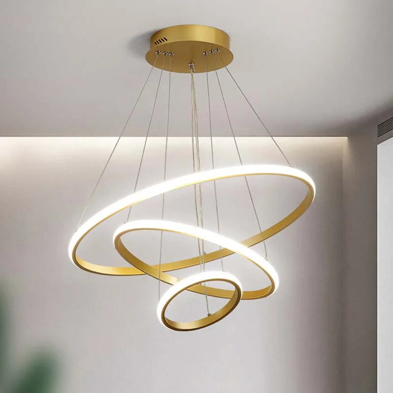 Modern LED Ring Chandelier – Dining Room & Living Room Light LED Ring Chandelier Qme
