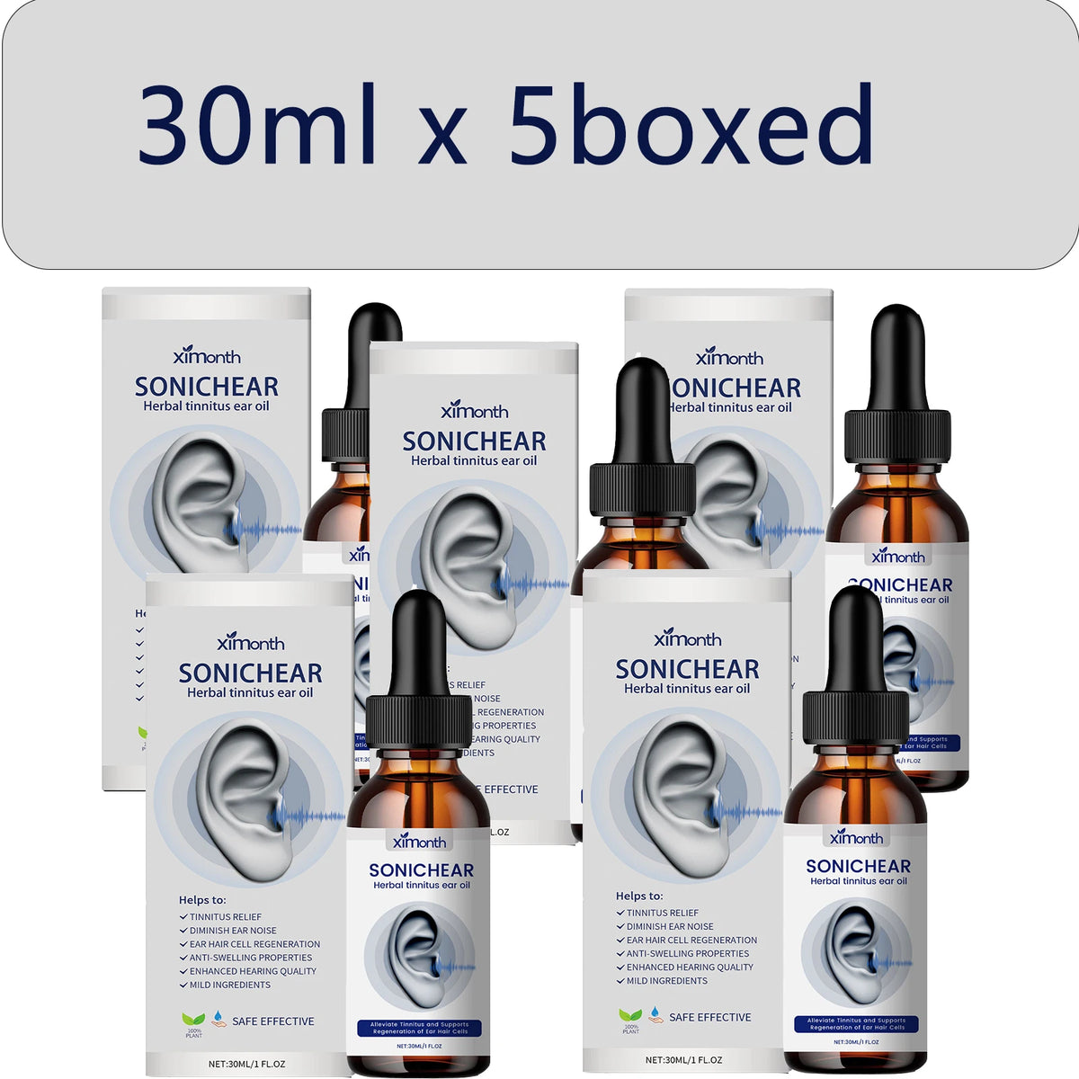 Ximonth Ear Care Comfort Drops – Ear Health Support 30ml Ear Care Drops Qst 30ml x 5boxed