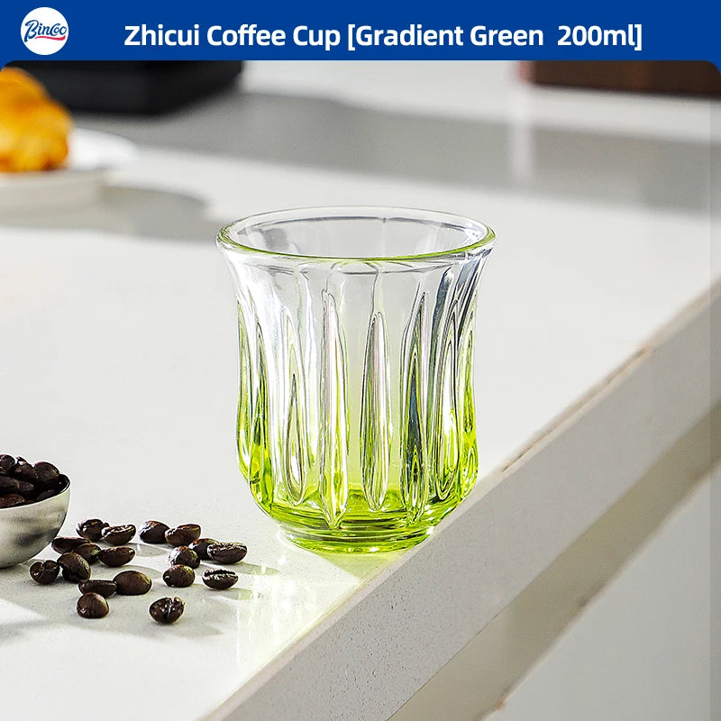 Bincoo Retro Glass Coffee Cup – Espresso Latte 90–400ml Glass Coffee Cup Qst Gradient Green 200ml