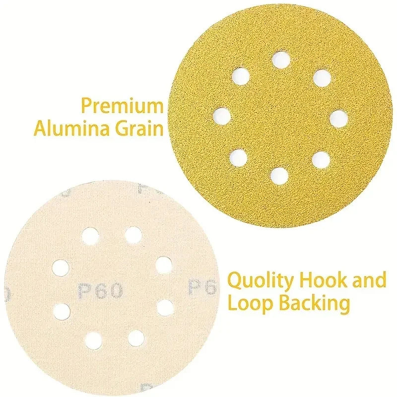 5-Inch Sanding Discs Assorted Grits 8-Hole Hook & Loop – 20 Pack Abrasive Sanding Discs Qme
