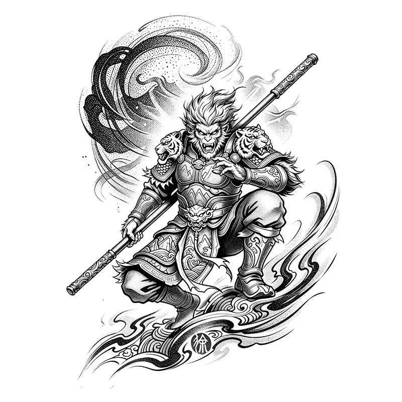 Sun Wukong Monkey King Temporary Tattoo Sticker – Herbal Juice Temporary Tattoo Sticker Qme