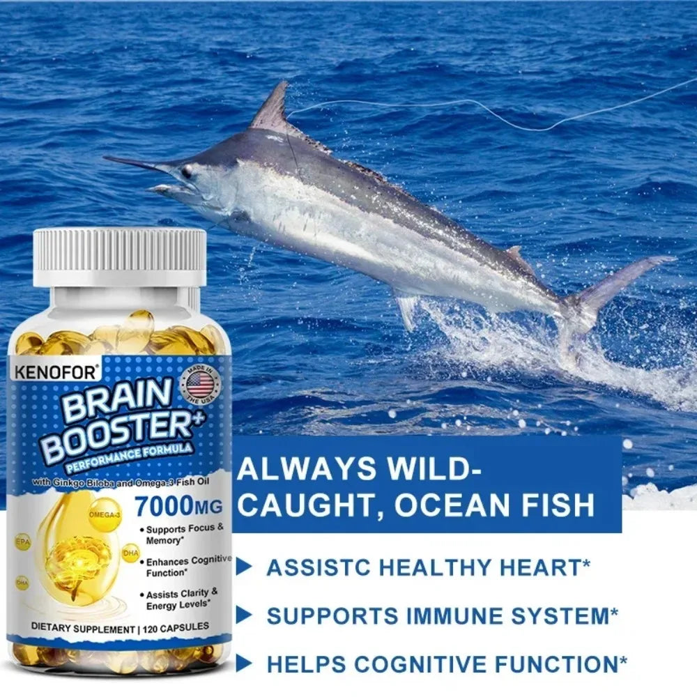 Ginkgo Biloba & Fish Oil Supplement – 120 Capsules Dietary Supplement Qst
