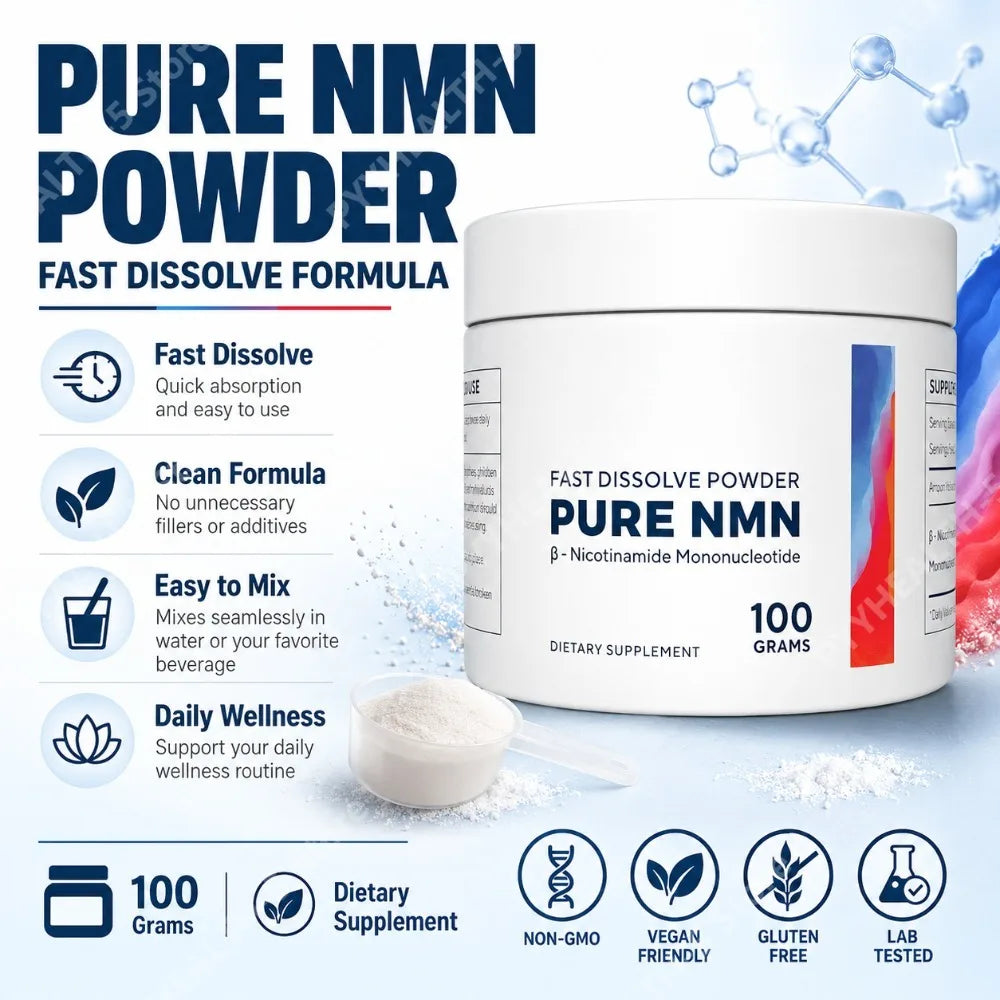 NMN Powder 100g – Fast Dissolve, USA Made, 3rd-Party Tested Dietary Supplement Qst