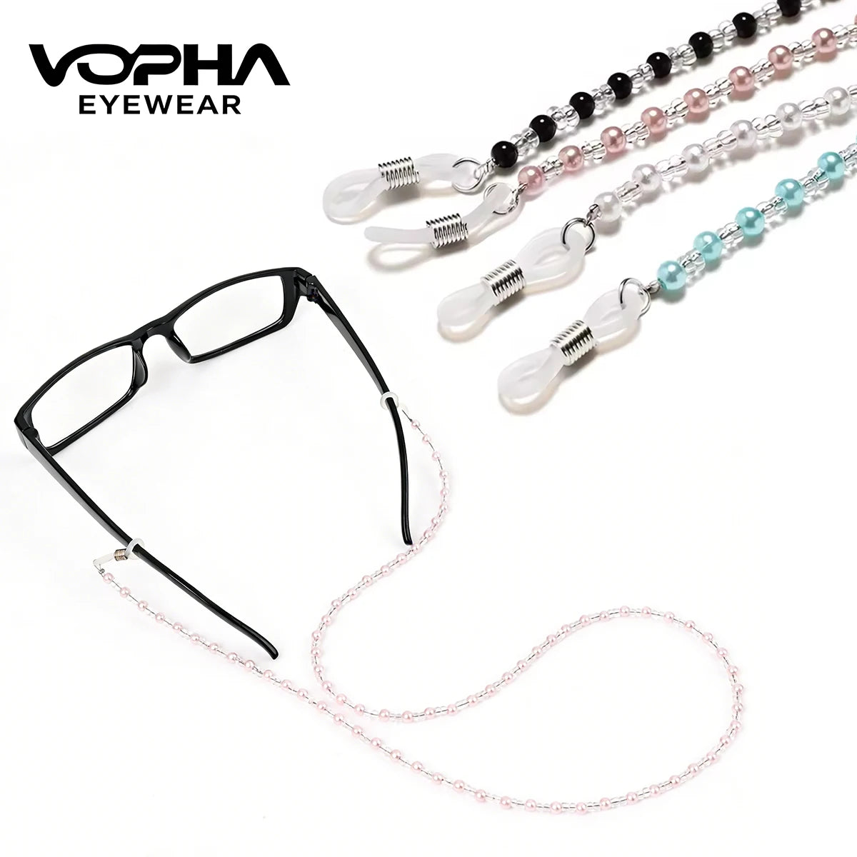 Pink Pearl Beaded Glasses Chain & Mask Lanyard for Women Eyewear Chain Lanyard Qst