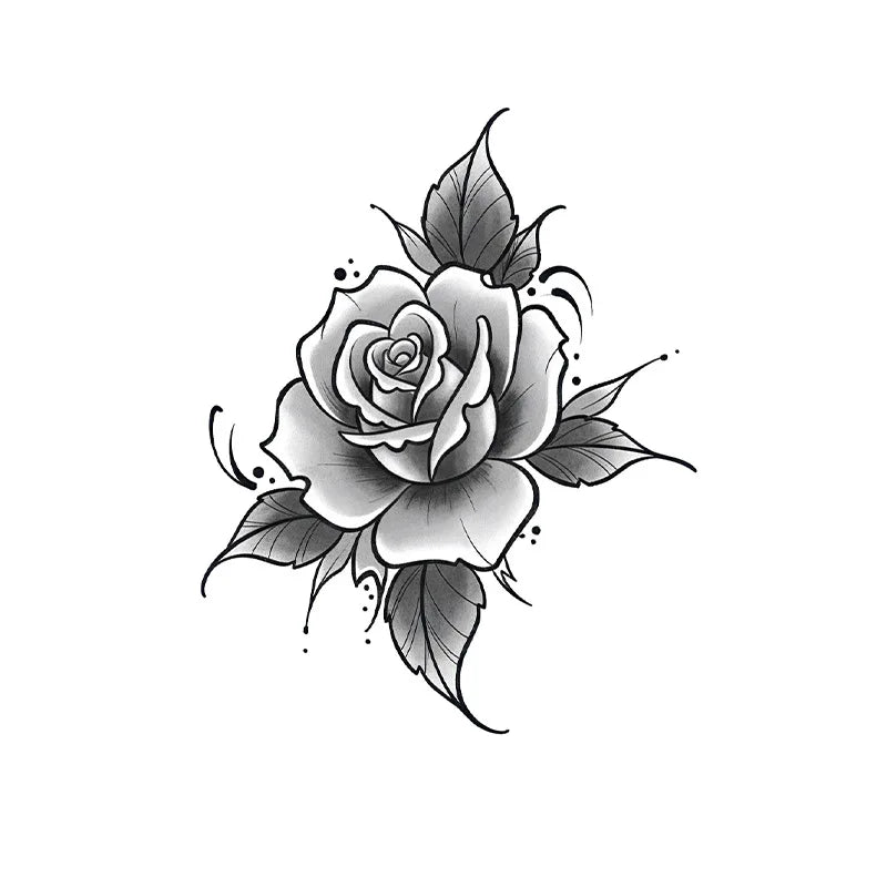 Rose Flower Herbal Temporary Tattoo – Waterproof Long-Lasting Temporary Tattoo Qme