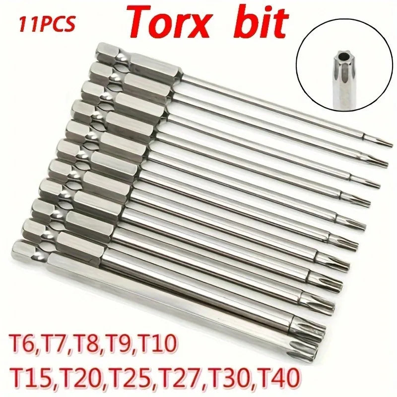 11-Pc Precision Star Plum Bit Set S2 Steel 75mm Hex Socket Screwdriver Bit Set Qme 11PCS