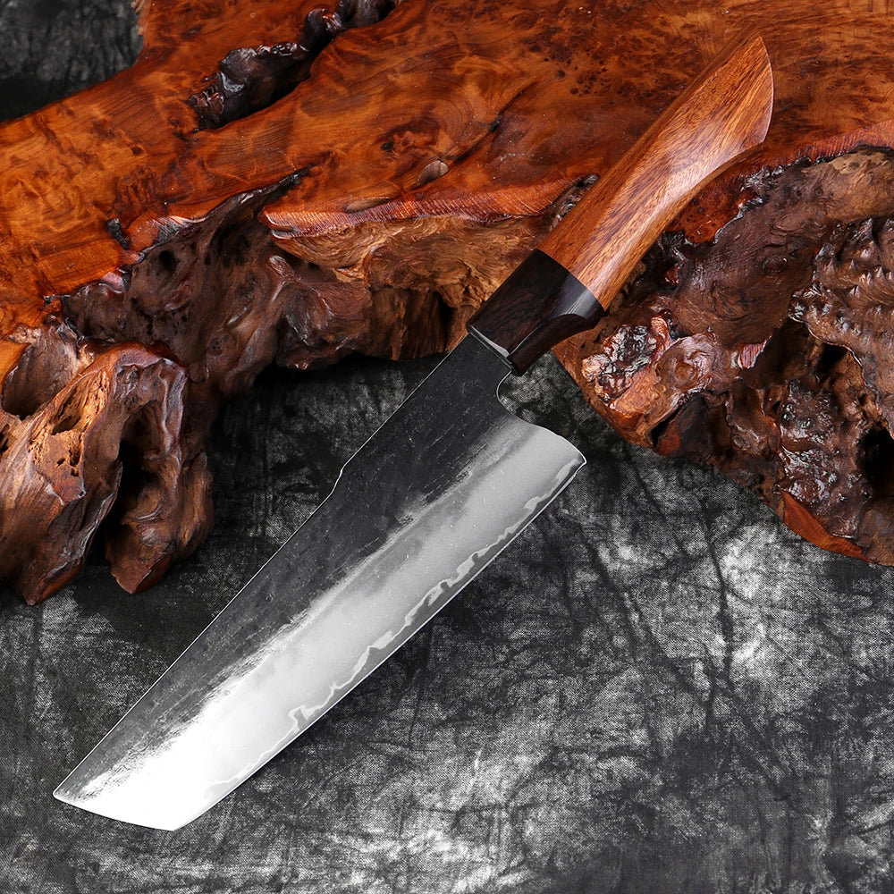 XITUO 7" Japanese Nakiri Knife – Hand Forged Damascus Steel Japanese Kitchen Knife Qst