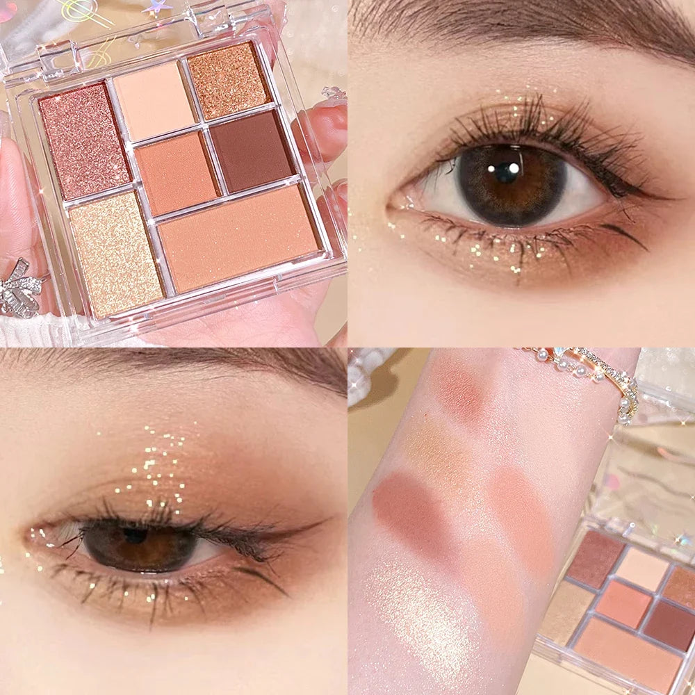 7-Shade Nude Pink Eyeshadow Palette – Glitter & Matte | Qme Eyeshadow Palette Qme 03