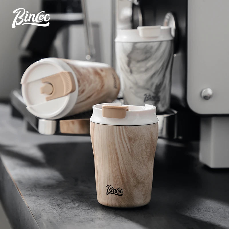 Bincoo Wood Grain Insulated Travel Coffee Cup 280/500ml Insulated Travel Mug Qst