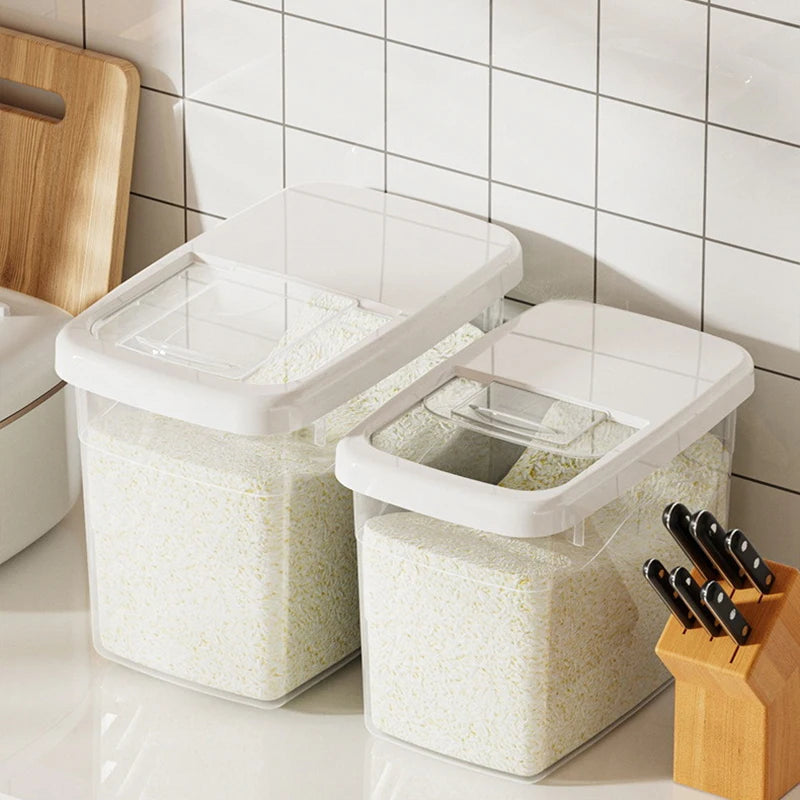 15/20 KG Airtight Rice Storage Bucket – Transparent with Lid Food Storage Container Qst