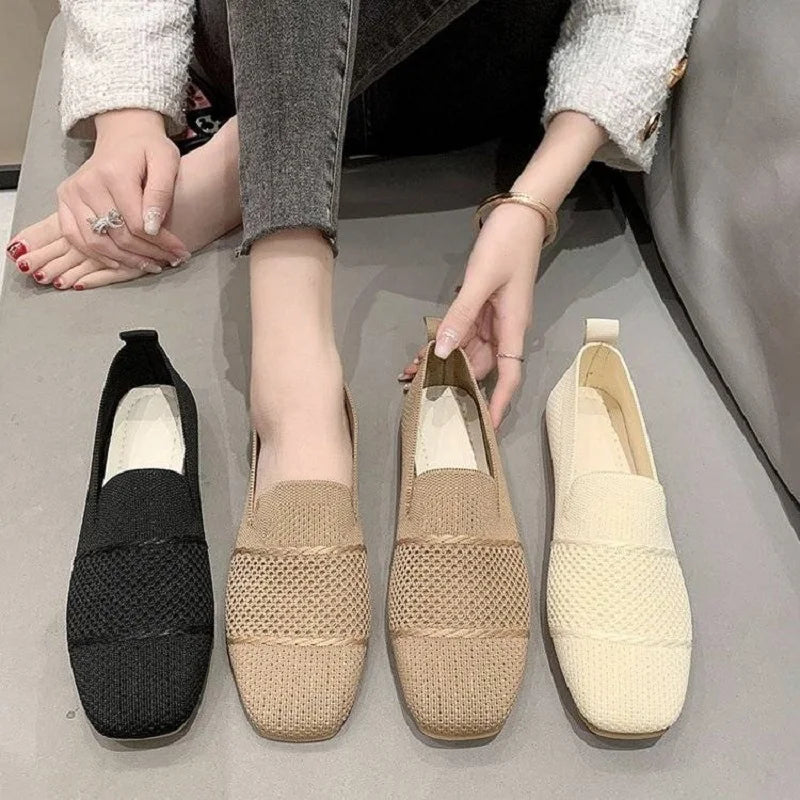 Women's Lightweight Breathable Mesh Flat Loafers Slip-On Women's Flat Loafers Qst