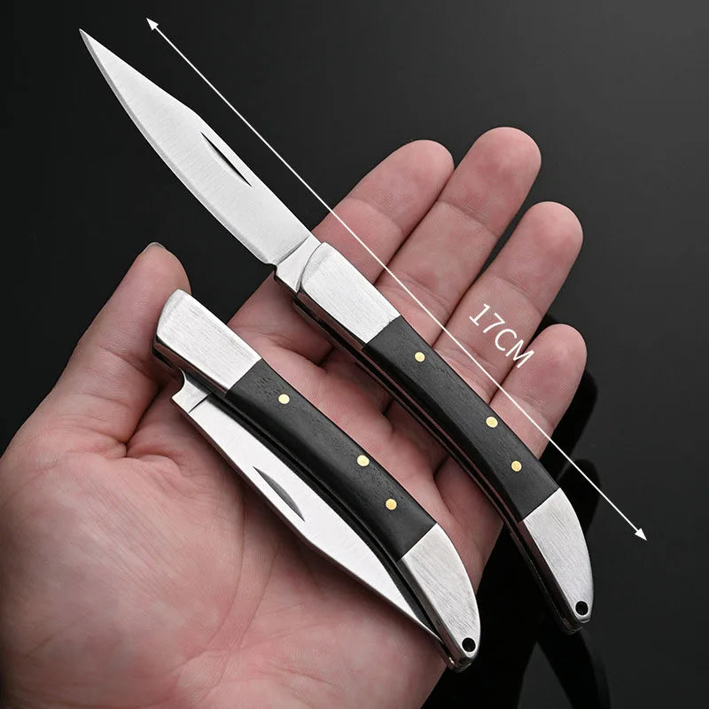 Swayboo Mini Folding Pocket Knife – Wood Handle Keychain EDC Folding Pocket Knife Qst 1PCS Large Black