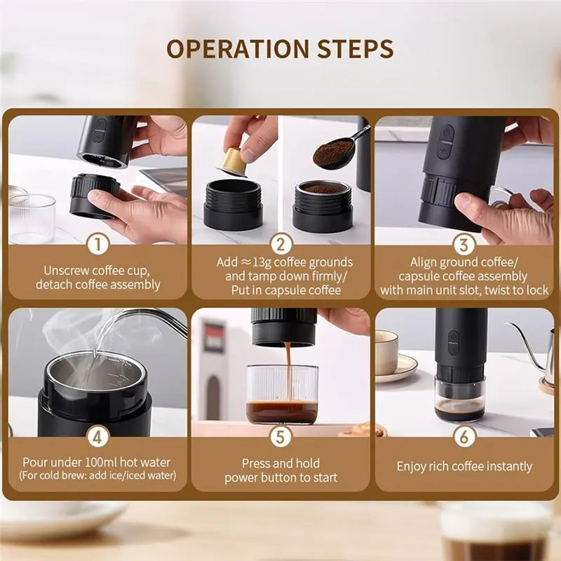 B15C Portable 2-in-1 Espresso Machine – Capsule & Powder Portable Espresso Machine Qst