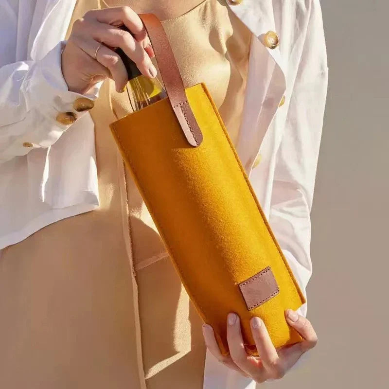 Felt Insulated Single Bottle Wine Tote Bag | Gift & Carrier Insulated Wine Tote Qme