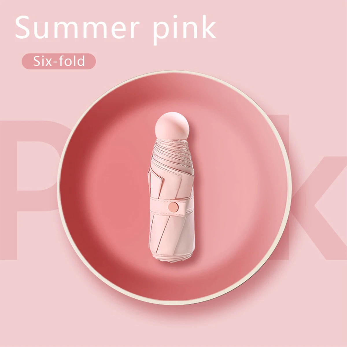 Ultralight Mini Capsule Umbrella – 5-Fold UV Protection Compact Travel Umbrella Qst Midsummer Powder
