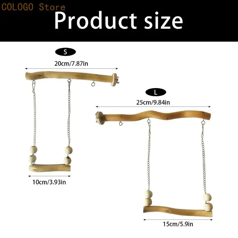 Parrot Swing Bridge Toy – Wood & Metal Chain Small Bird Cage Bird Cage Toy Qme