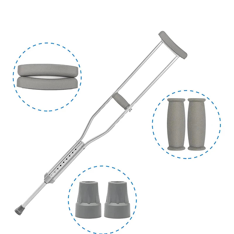6-Piece Crutch Pad Replacement Kit – Non-Slip Rubber Cushions Crutch Pad Set Qst