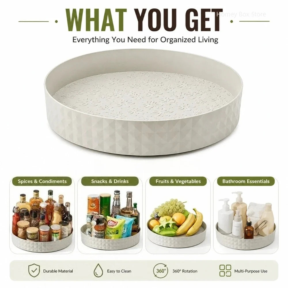 360° Rotating Lazy Susan Spice Rack & Organizer Tray | Qme Lazy Susan Organizer Qme