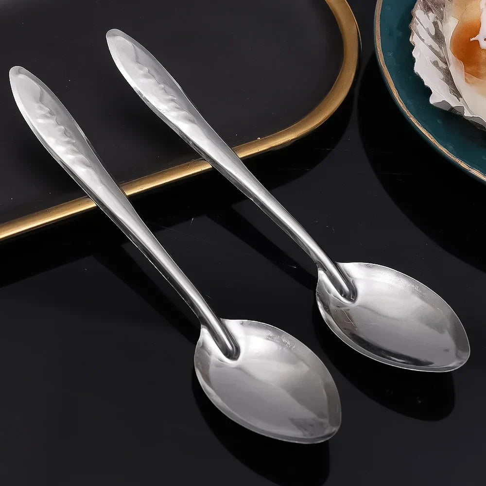Stainless Steel Long Handle Spoon – Soup, Dessert & Scoop Kitchen Spoon Utensil Qme