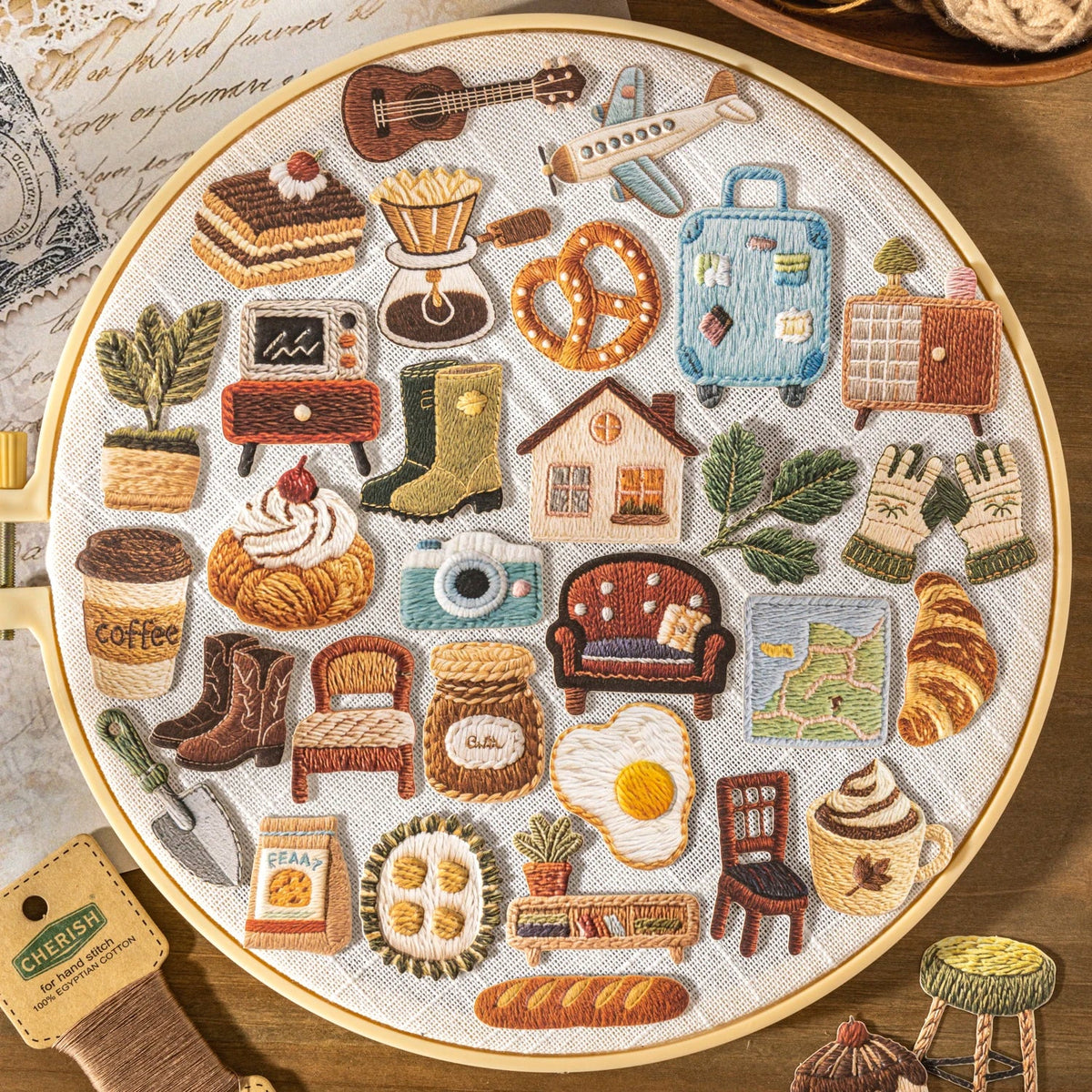 Embroidery Trinkets Sticker Pack | Decorative Stickers for Crafts Decorative Sticker Pack Qme