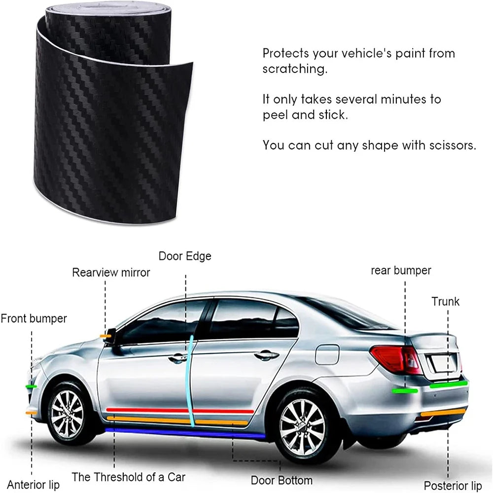 Car Door Edge Guard Tape – 3D Carbon Fiber Anti-Scratch Strip Car Door Edge Guard Qme