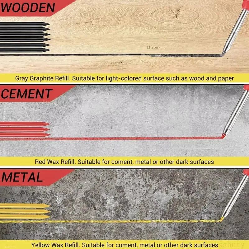 Metal Mechanical Carpenter Pencils with Sharpener | 2.8mm Mechanical Carpenter Pencil Qme