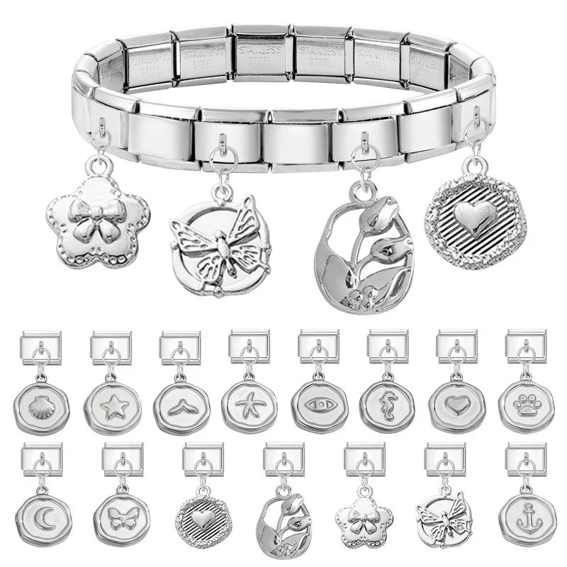 Italian Charm Link – Moon Shell Heart Seahorse | 29 Colors Italian Charm Link Qme