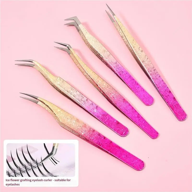Fiber Tip Lash Tweezers for False Eyelash Extensions Eyelash Tweezers Qst