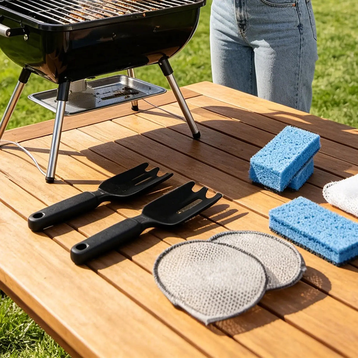 BBQ Grill Cleaning Kit – Scraper & Scrub Sponges Outdoor BBQ Grill Cleaning Kit Qme