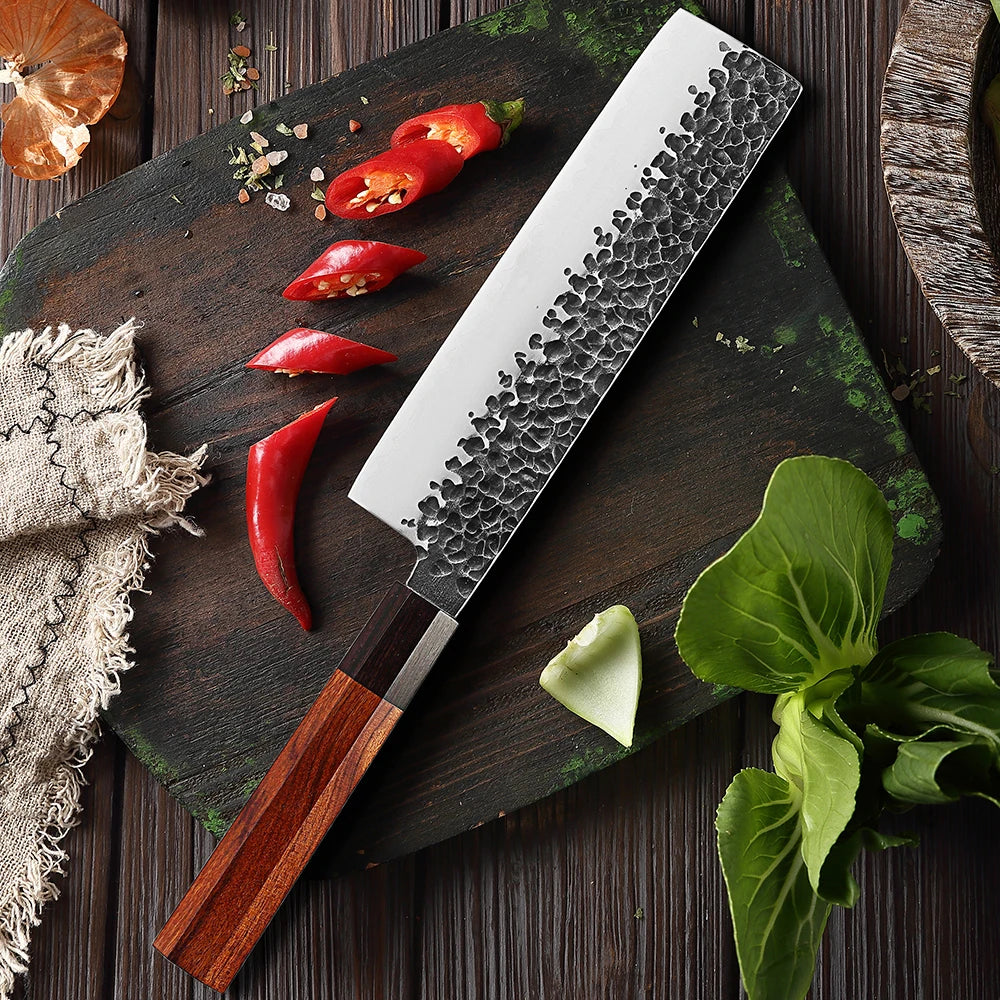 7-Inch Nakiri Knife – Japanese High Carbon Steel Chef Knife Nakiri Chef Knife Qst