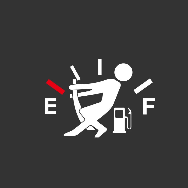 Funny Car Fuel Gauge Decal – Waterproof Empty Gauge Sticker Car Decal Sticker Qme White