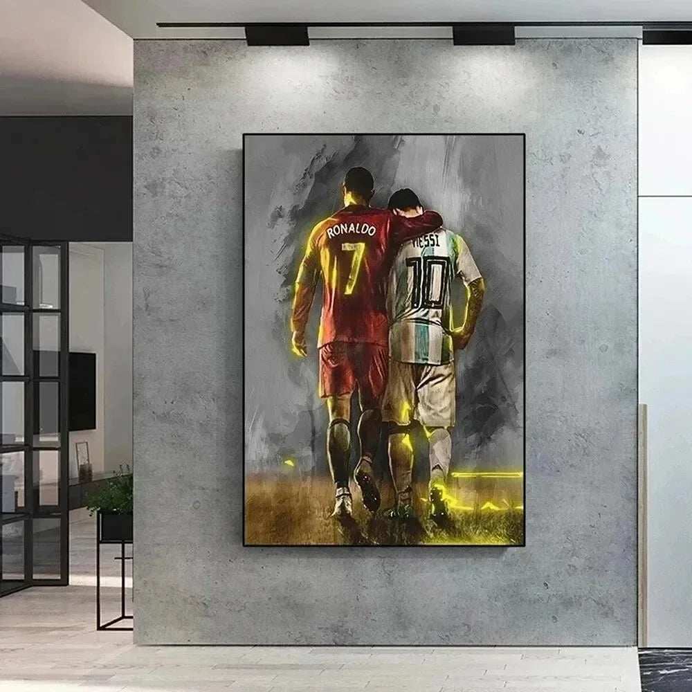 Football Star Watercolour Canvas Poster – Unframed Wall Art Canvas Wall Art Qst