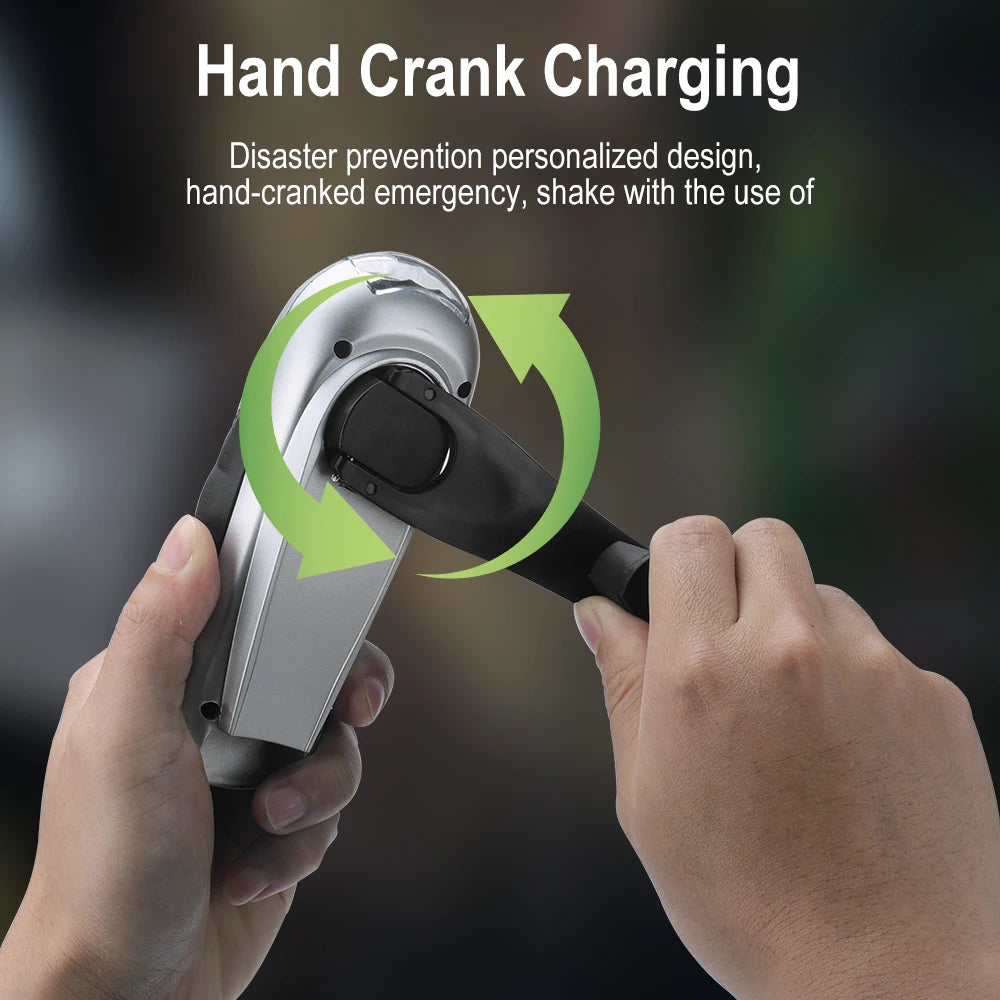BORUIT Hand Crank LED Flashlight – Emergency Survival Torch Hand Crank Flashlight Qst
