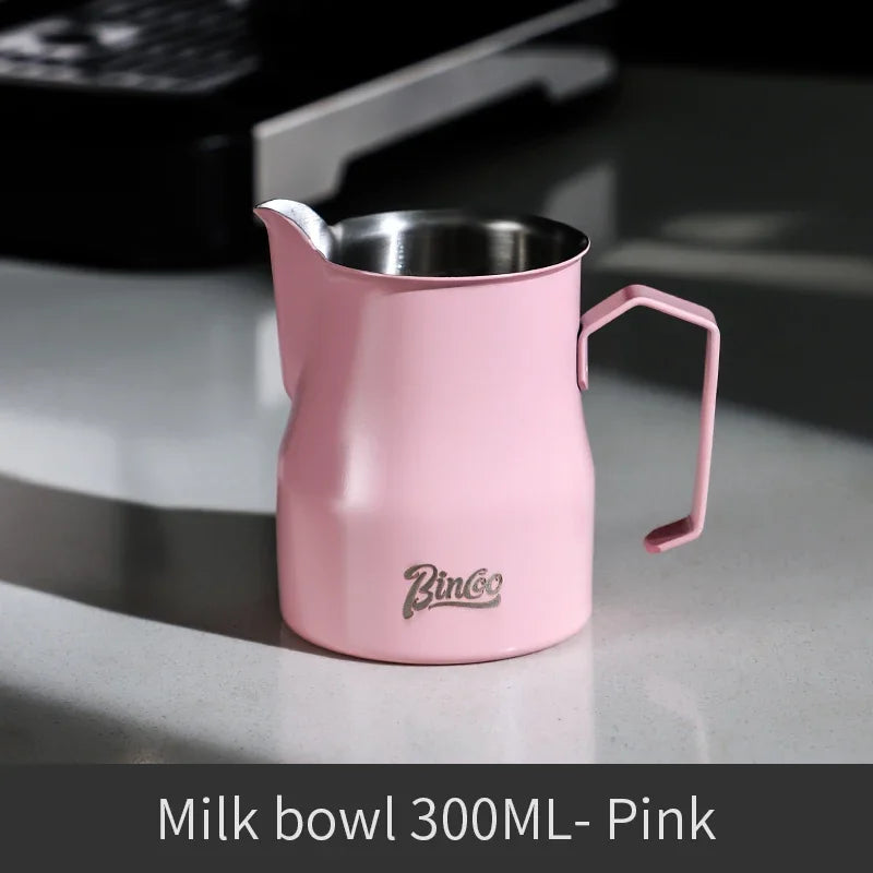 Bincoo Pink Stainless Steel Milk Frothing Pitcher 300/450ml Milk Frothing Pitcher Qst Pink 300ml