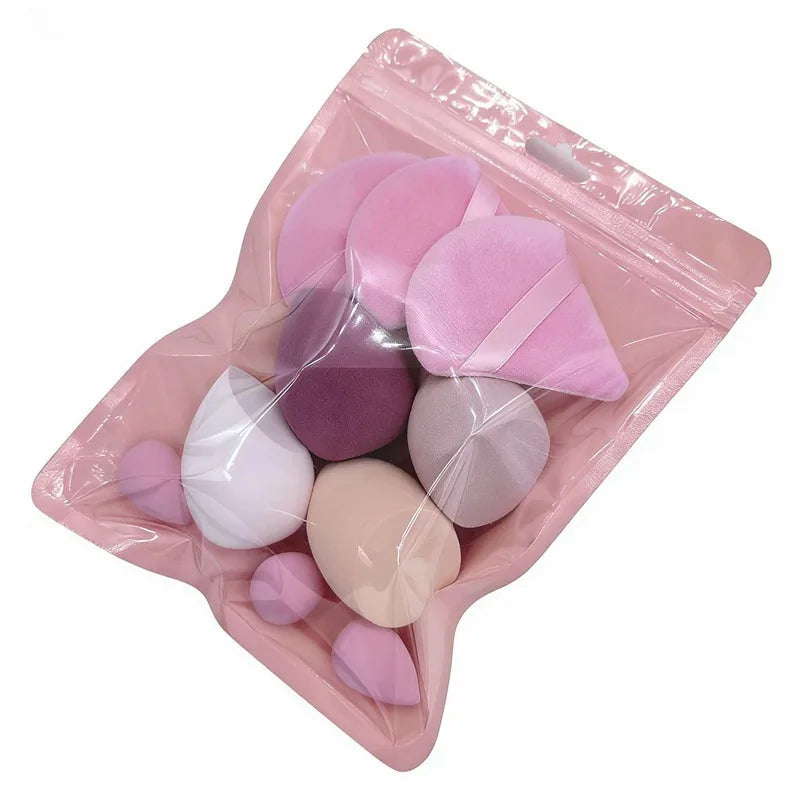 10-Pc Velvet Makeup Sponge Blender Set – Beauty Eggs & Puffs Makeup Sponge Set Qme