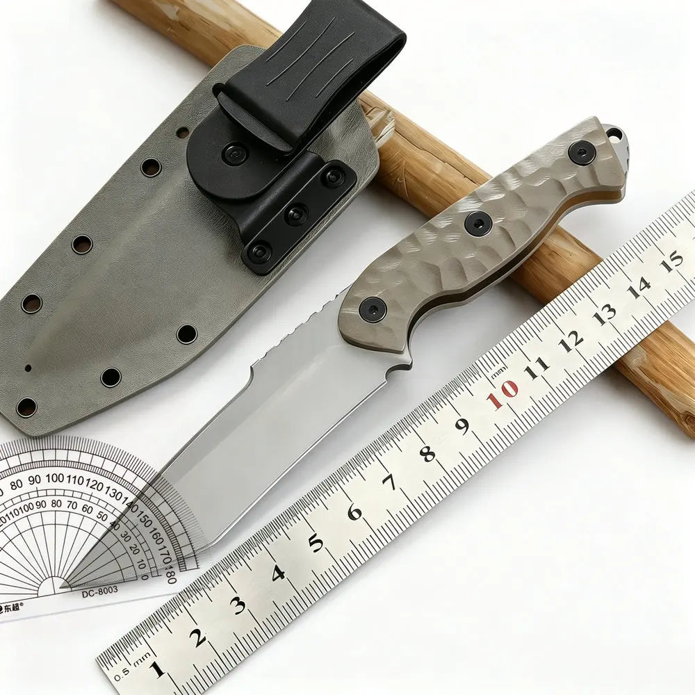 TRSKT VG10 Fixed Blade Hunting Knife – 8mm Thick G10 Handle Fixed Blade Knife Qst