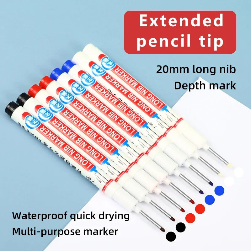 Deep Hole Long Nib Marker Pens – Waterproof 8-Pack Deep Hole Marker Pen Qme