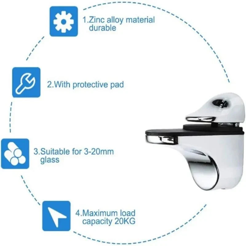 Wall Mount Floating Shelf Clip Anti-Slip Glass Partition Clamp Shelf Bracket Clamp Qme