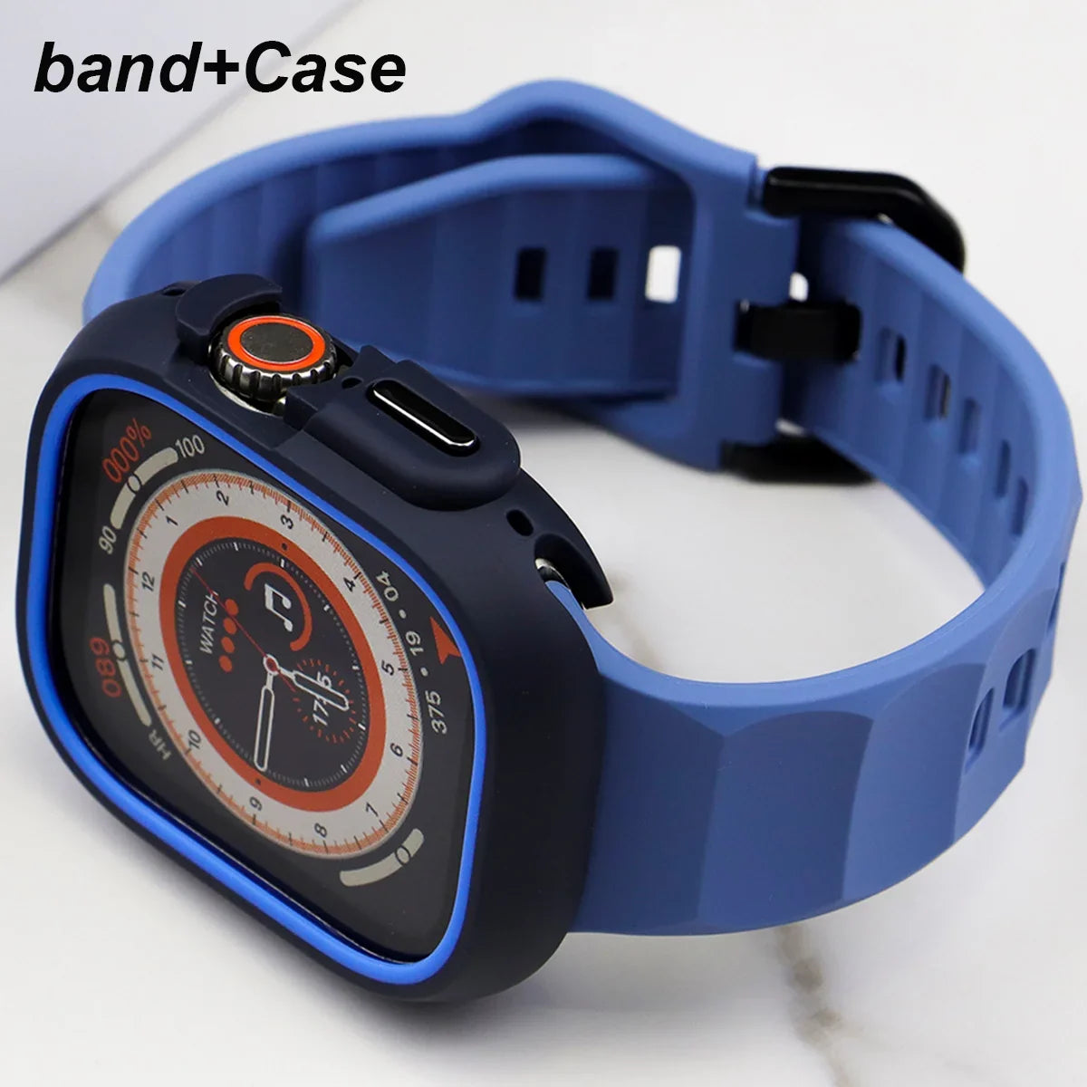 Silicone Sport Band & Case for Apple Watch Ultra 2/9/8/7/SE Watch Band & Case Qme